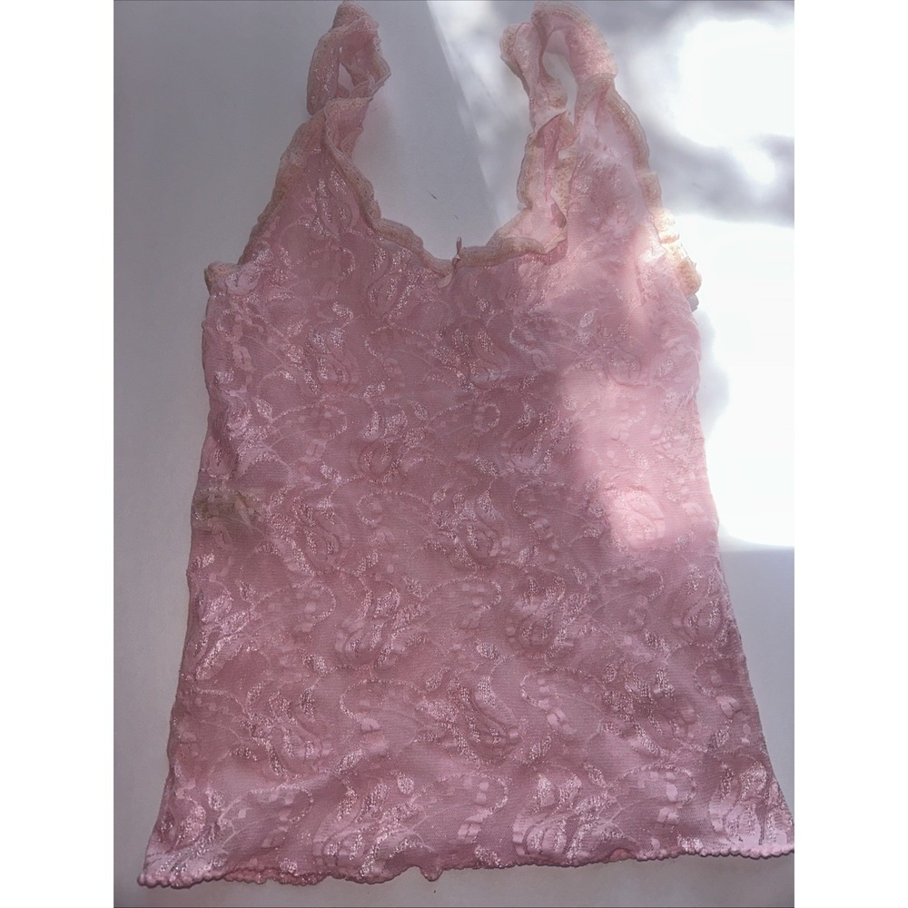 Vintage Pink Lace Stretchy Tank Women's XS FAIRY FESTIVAL Victorian
